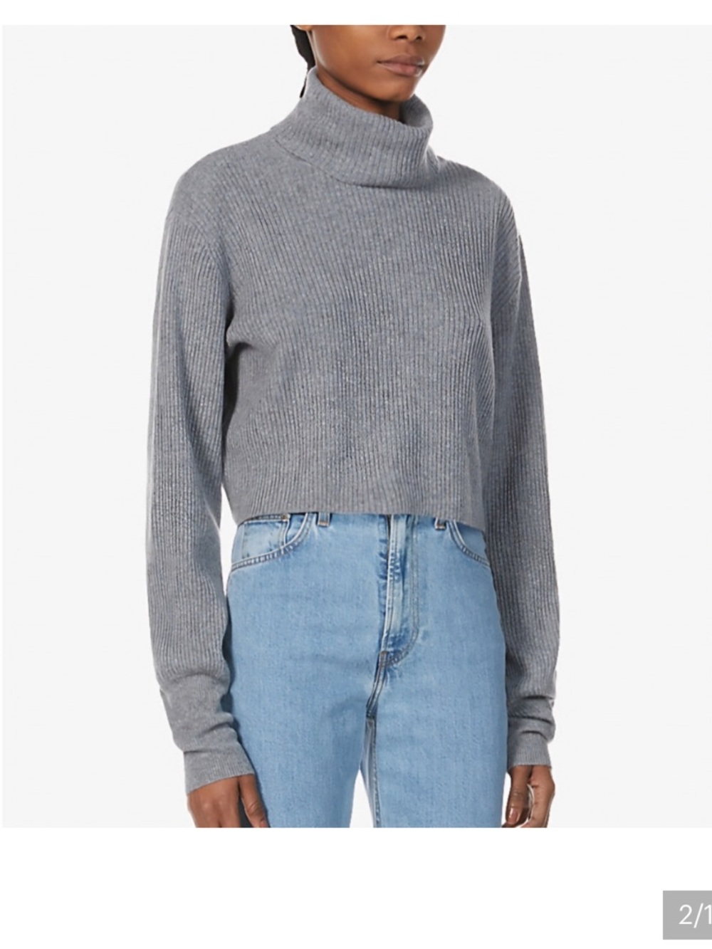 Reformation Luisa Cashmere Turtleneck Sweater Dark Gray Size M - Picture 3 of 11